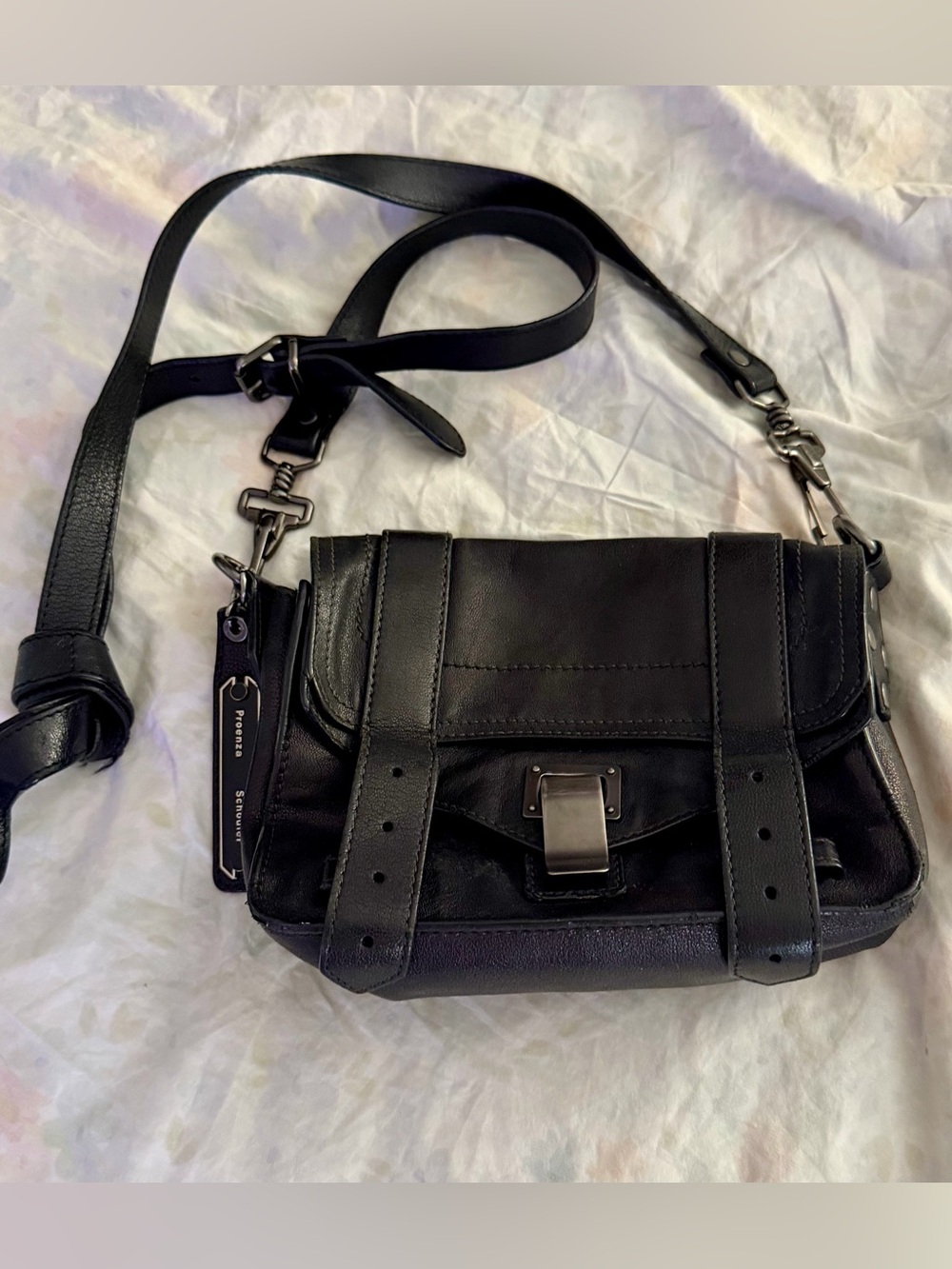 Proenza Schouler PS1 Mini Crossbody Bag Black Lambskin